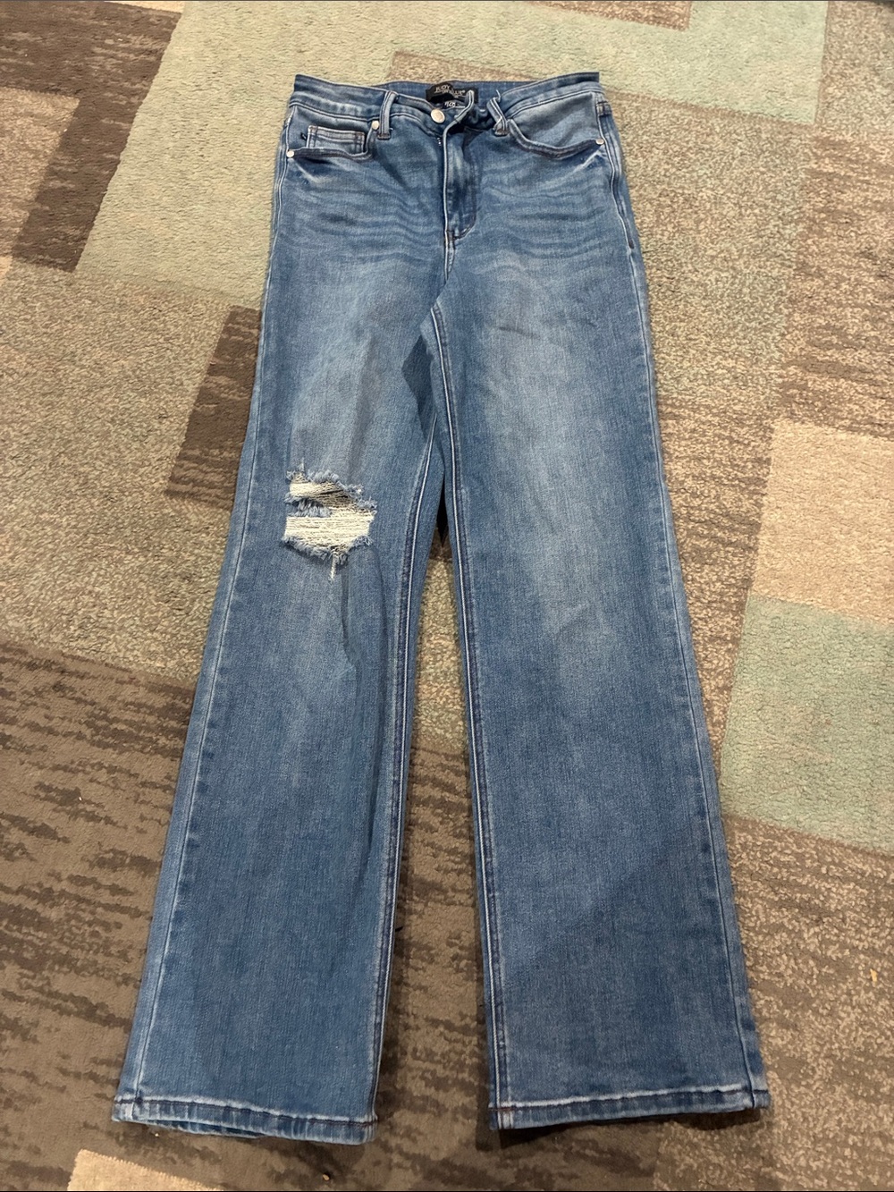 Women’s Blue Distressed 90s Straight Fit Jeans